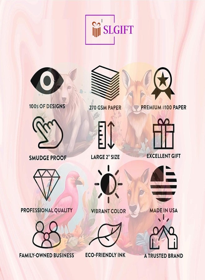 SLGIFT ملصقات فينيل لطيفة بتصميم حيوانات من SLGIFT، ملصقات فينيل ذاتية اللصق، 40 قطعة، ملصقات دائرية 2 × 2 بوصة، 4 تصاميم فريدة، R138 - Image 5